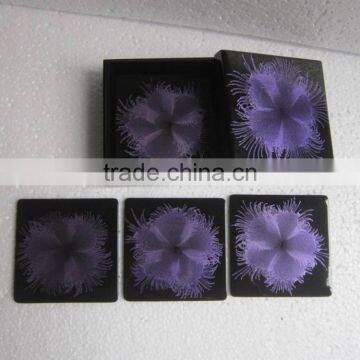Purple flower pattern, lacquer coaster made in Vitenam