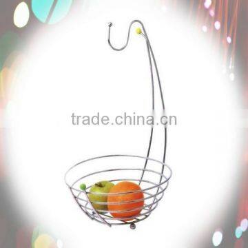 NEW Fruit Basket With Banana Holder Chrome Metal Wire Hanger