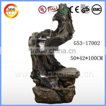 Feng shui Polyresin crafts Artificial water fountain water feature imitation wood