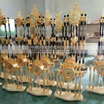 Magnificent Cast Metal Floor Clock, Bright Gold Gilt Finished Floor Standing Clock, 24K Gold Plated Floor Clock photo-4