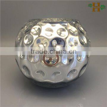 silver plated round glass bowl for decoration