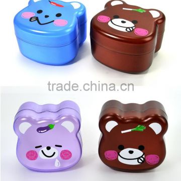 N480 Wholesale Cute Bear Shape Cartoon Mess-tins Customized Plastic Lunch Box