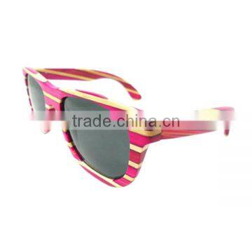 2017 Colorful Striped Bamboo Wooden Sunglasses photo-3