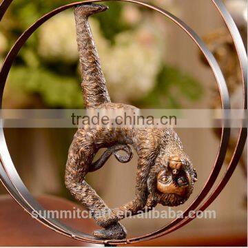 European Vintage Resin Bronze Monkey Statues photo-3