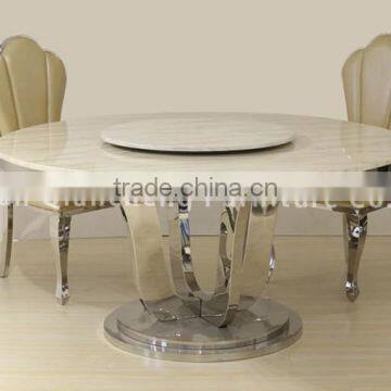 Marble Round Dining Table for 6 People With Lazy Susan Hotel Furniture photo-6