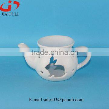Good Sales With Rabbit Hollow Out Teapot Shape Essential Oil Diffuser, Ceramic Aroma Diffuser photo-3