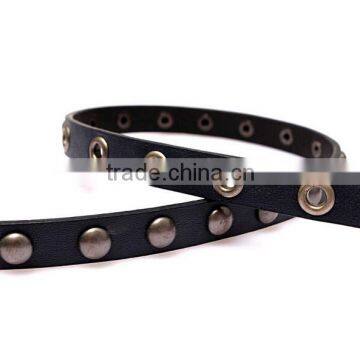 Wholesale Rivets Decorated Pin Buckle Sex Girl Thin PU Waist Belt Adjustable Eyelets Belts photo-4
