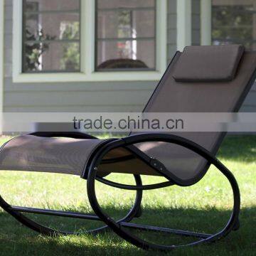 Patio Leisure Aluminum Tan Outdoor Rocking Chair With Headrest photo-2