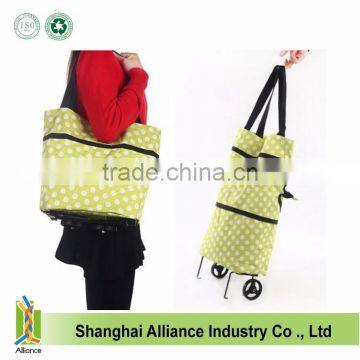 eco recycle bag shopping trolley wheel bag with zipper