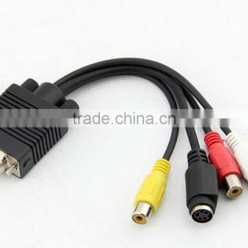 2016 new arrival VGA to S-Video AV RCA TV Out Converter Adapter Cable for Computer Desktop PC