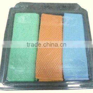 Household and car cleaning cloth microfiber towel kit in blister packaging