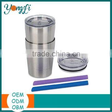 Wholesale Set of 2 8.5oz Stainless Steel Sippy Cup with Lid and Straw