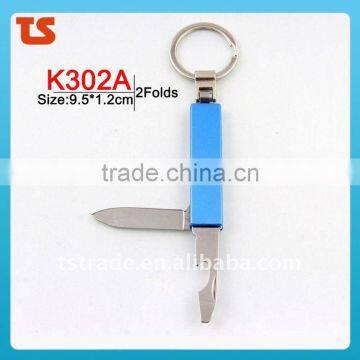 2014 Mini multi aluminium oxide LED mental gift pocket keychain knife tool K302A