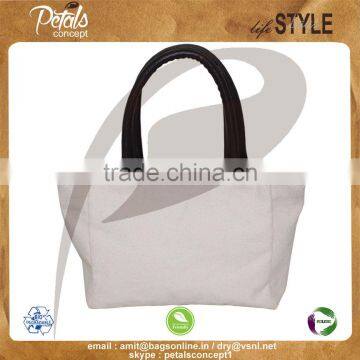 12 OZ Natural Canvas Tote Bag With Polyester Lining & With PU Padded Handles Bottom photo-3