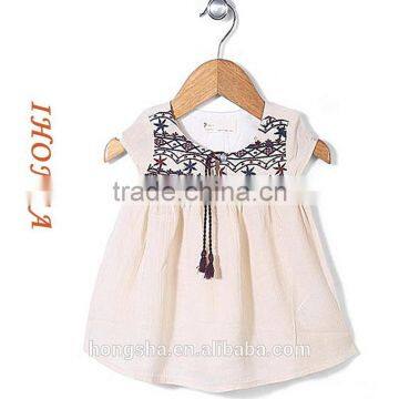 Embroidery Child Clothes Pretty Floral Print Baby Dress HSd6014