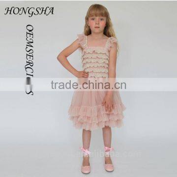 Blush Pink Ballroom Lace Tulle Dress Removable Overskirt Baby Girl Wedding Bridemaid Dress HSD7835 photo-4