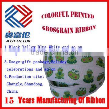 Colorful Celebrate Festivals Printed Frog Grosgrain Ribbon