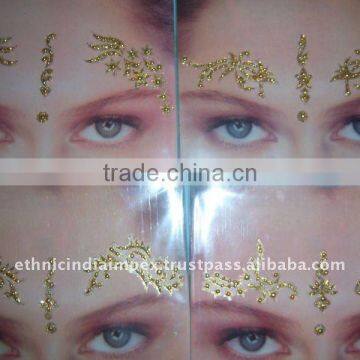 GOLDEN EYE CORNER FACE CRYSTAL BODY TATTOO BINDI STICKER , PAYPAL