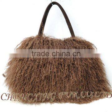 CX-H-24F Newest Fashion Real Tibetan Lamb Fur Lady Handbag Female Bag