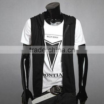 Blank Waistcoat Zipper Hoodies Sports Sweatshirt Plain Cotton Gray Black 2 Colors photo-4