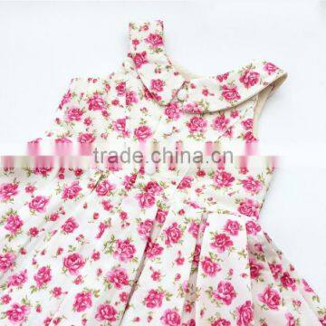 Pink Flowers Sleeveless Girl Dress Factory OEM Service Wholesale Kids Frock Designs photo-2