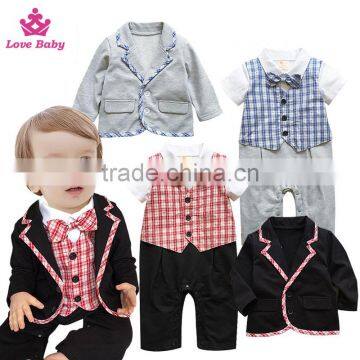 Newborn Baby Boys Gentlemen Boys Bodysuit 2pcs Set Rompers Gentlemen Kids Boys Suit with Coat