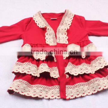 Best kids products ruffle lace red cotton coat for children valentines day out clothing