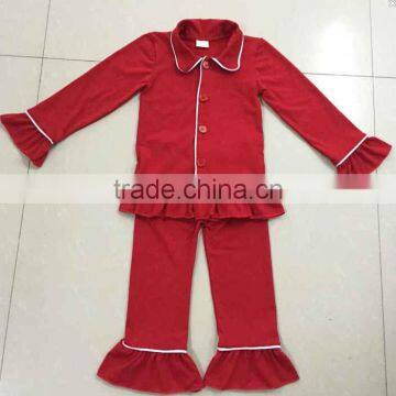 Hot sale cute fashion kids ruffle japamas fashion weastern girls japamas christmas baby outfit wholesale