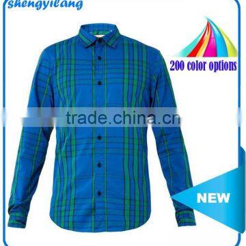 Royal-blue, green and navy graphic check-printing cotton-blend t shirt