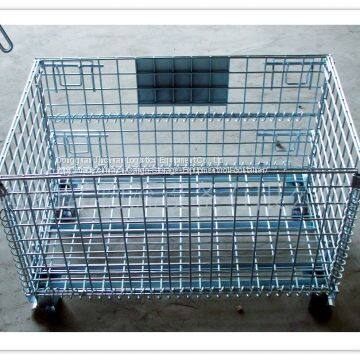 Collapsible Steel Storage Cage Wire Mesh Container Zinc Plated