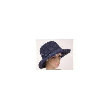 Provence Crochet Navy Raffia Sun Hats With 10cm Brim For Church