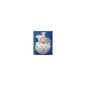 Xmas ceramic giftware,snowman candle holder