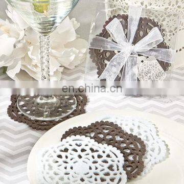 Scallop-edged design Lace-Like Felt Coaster Sets Cheap wedding table decoration favors