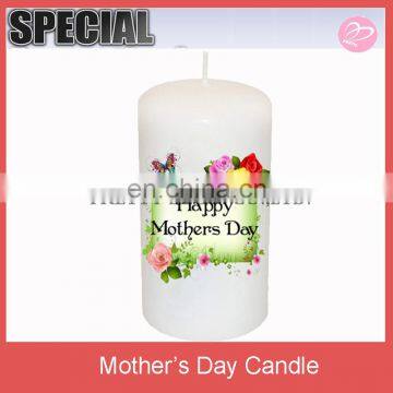 White color flower print Pillar Mother's Day Candles