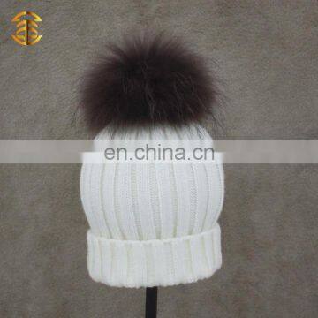 Factory Supply Warm Custom White Wool Women Crochet Knit Hat