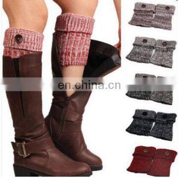 Pacthwork Color Button Knitting Leg Warmers BootToppers Cuffs