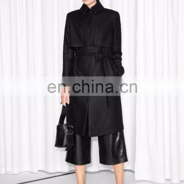 China Wholesale Latest Design Classic Wool Blend Trench Coat Elegant Long Winter Coats for Women C11039