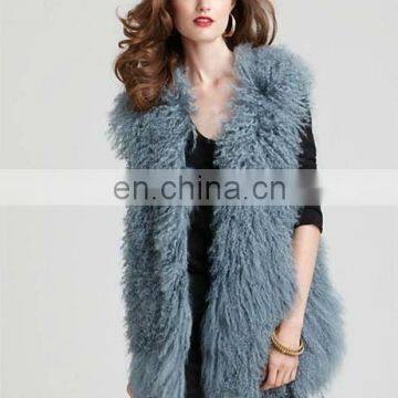 Mongolian Lamb Fur Vest Jacket New Fashion Curly Mongolian Lamb Fur Vest Jacket