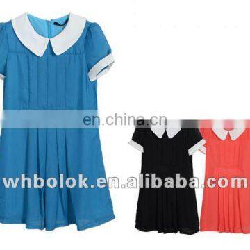 Summer casual dress for lady designed new style dress peter pan collar dress