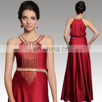 High quality fashion Halter neck sleeveless red bridesmaid dresses long