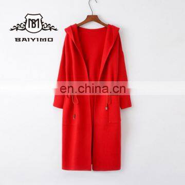 Wholesale High Quality Custom Thin Modern Women Long Cardigan Wool Knit Red Sweater 2017