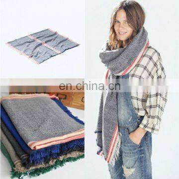 fashion Supersize plaid fringes knitted scarf