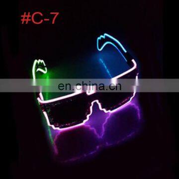 Pixel light sunglasses party flashing el wire shutter glasses