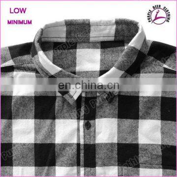 Mens Black White Check Pattern Cotton Shirt Long Sleeve Thick Flannel Shirt photo-5