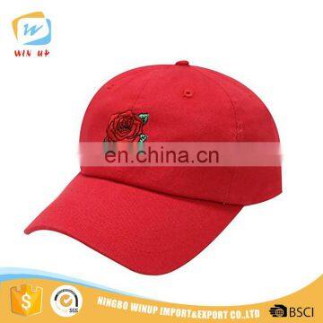 WINUP wholesale fashion rose embroidery logo 6 panel baseball cap