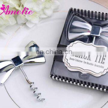 A08G10 2014 Bow Tie New Arrival Silver Metal Wine Opener Wedding Favour