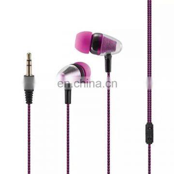 Braided Wire Cheap Earphone With Mic Cell Phone In-ear Headset for Smart Phone