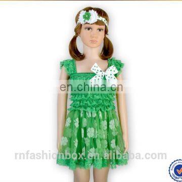 European Stylish Green Shamrock Party Dresses Children Frock Design Maxi Dresses Wholesale Smocked Little Princess Girls Dresses photo-4