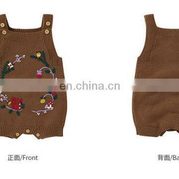 2020 Baby Boys Girls Pure Color Knitting Flowers Rompers Autumn Infant Baby Romper Baby Boy Girl Braces Romper Clothes
