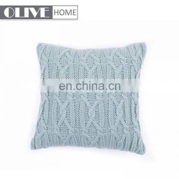 High Quality Home Decorative Light Blue Cushion Cover With Jacquard Cable Knit photo-2